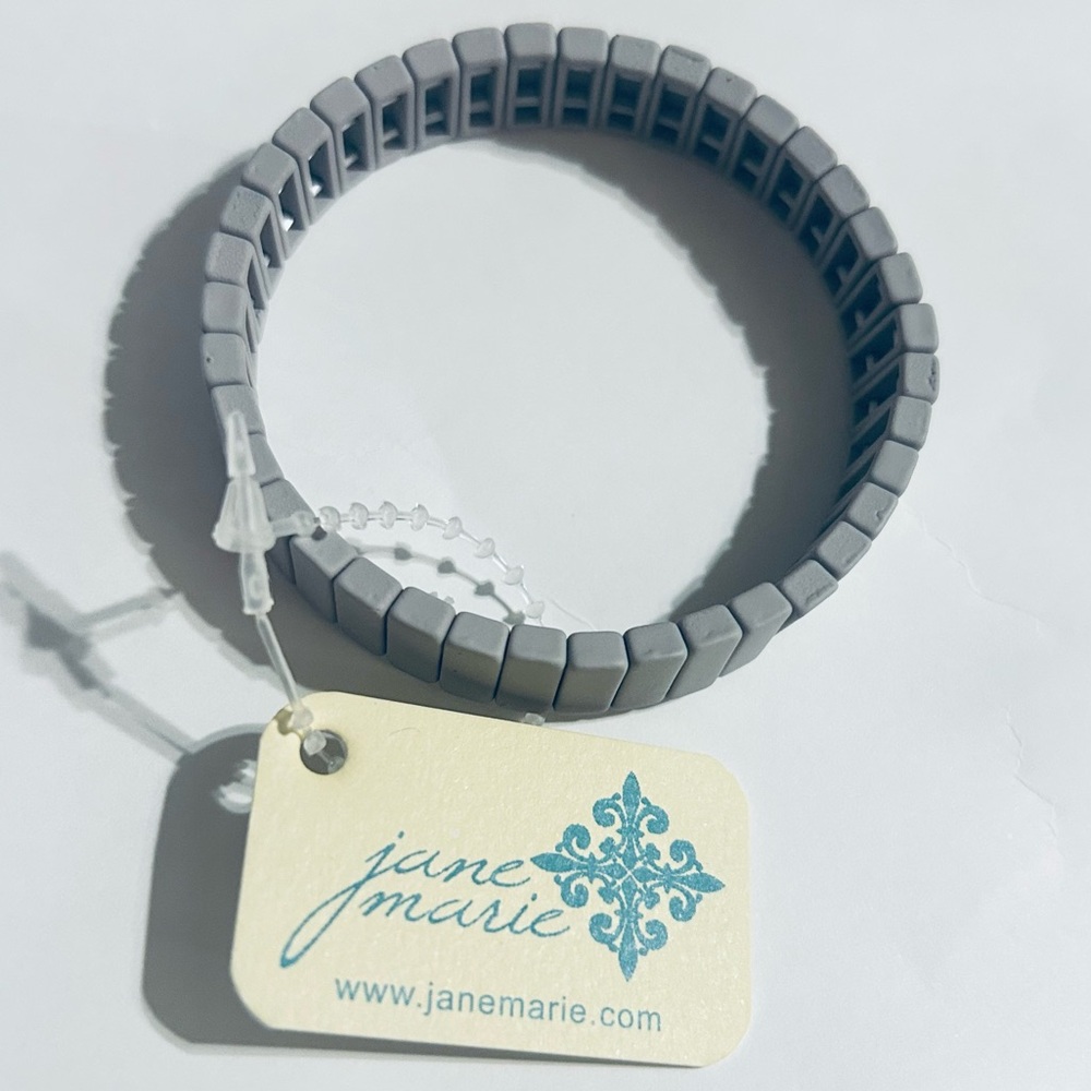 Jane Marie Grey Rectangular Stretch Bracelet OSFM New